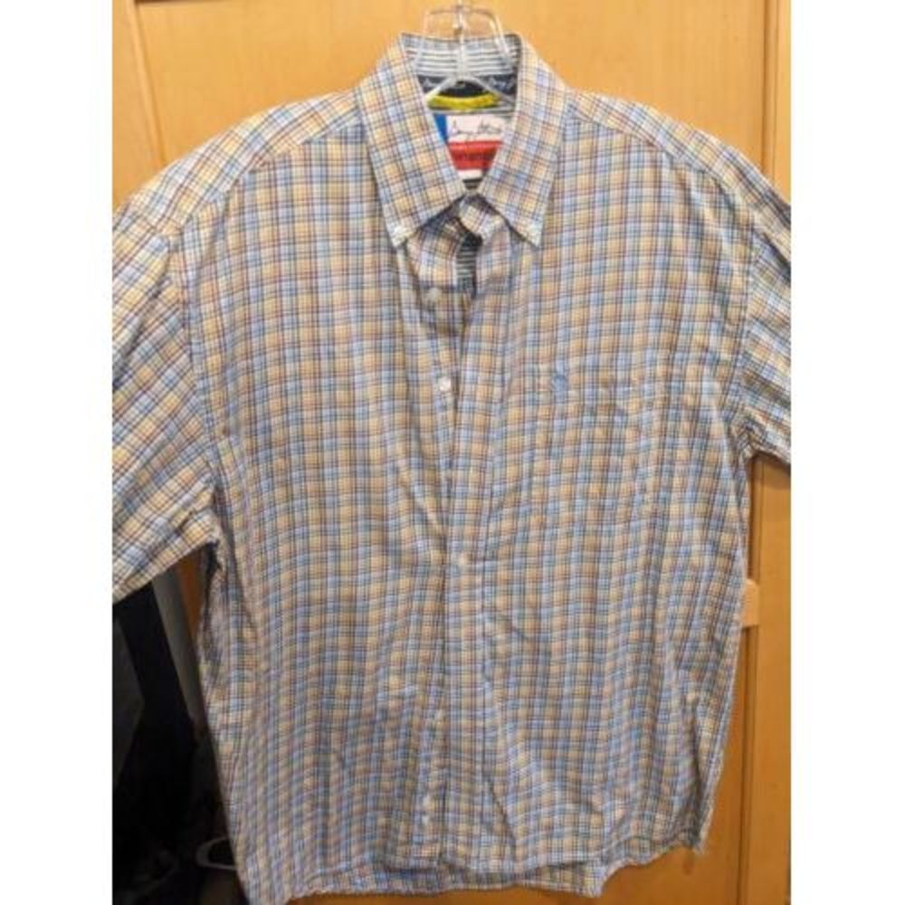 GEORGE STRAIT WRANGLER Shirt Mens Large Cowboy-Cut Collection Rodeo Plaid blue +